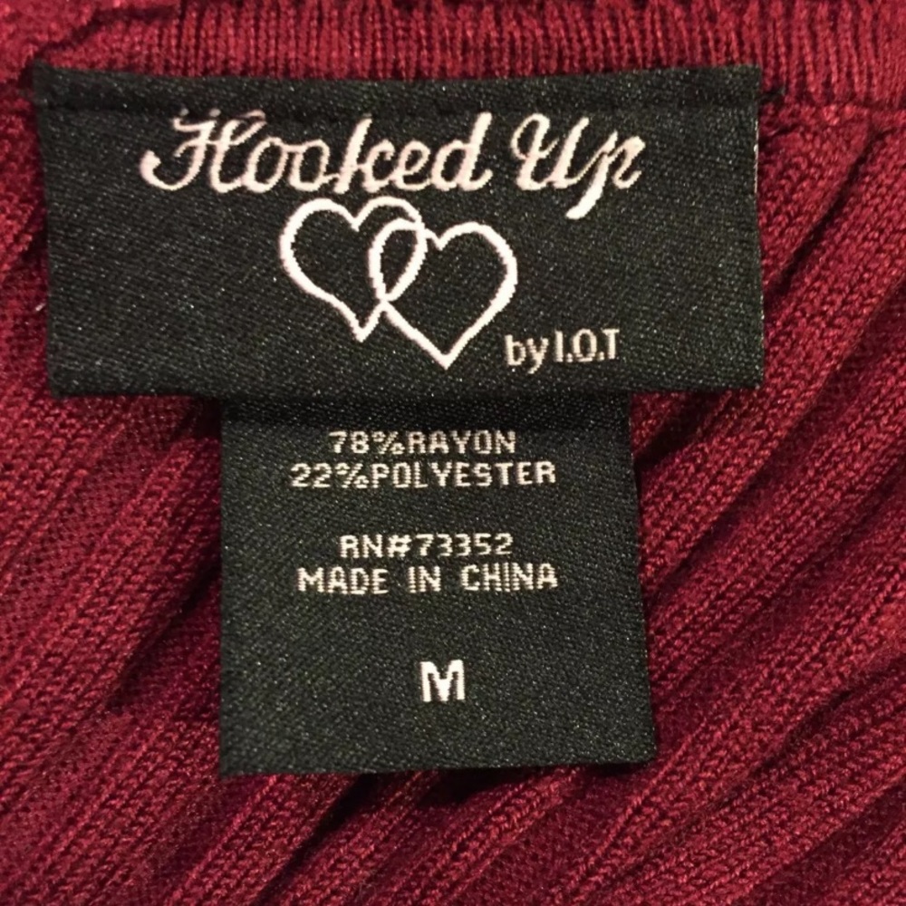 Hooked Up Cold Shoulder Sweater Top Ruby Wine Bur… - image 7